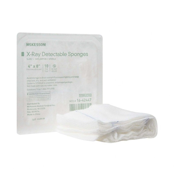 Mckesson Sterile X-ray Detectable Gauze Sponge, 4 x 8 Inch, 10PK 16-42447 - main